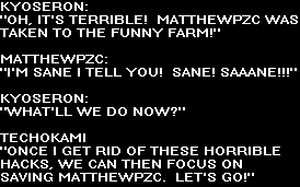 MatthewPZC went to the funny farm?